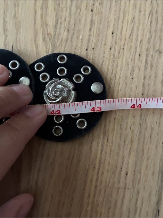 Vintage Wide Faux Leather  Belt with Concho Discs Adjustable Roses Details main image 11
